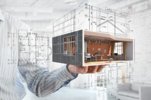 In the person hand home model created by bim.
