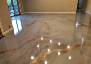 After Results metallic epoxy flooring in home.