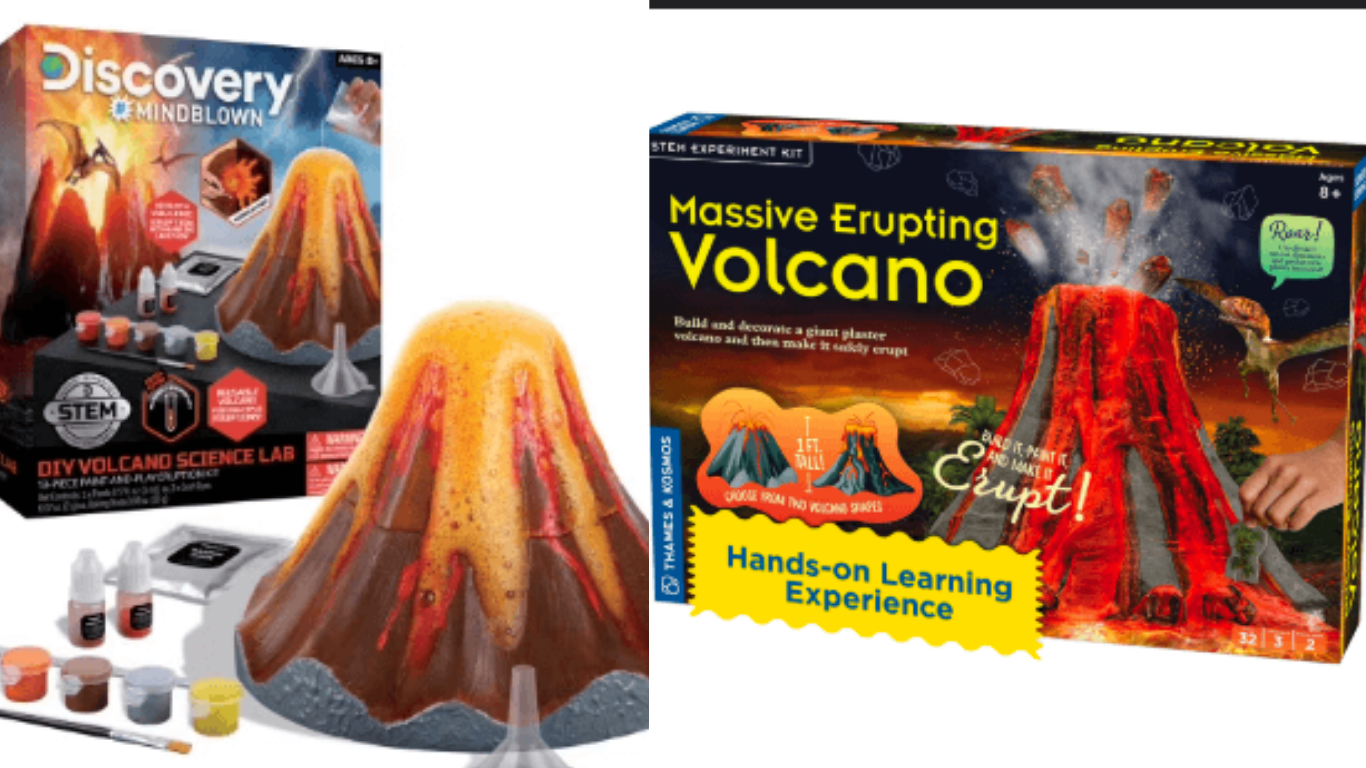 Safe volcano eruption experiment with baking soda and vinegar